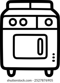 Kitchen range doodle vector icon and illustration