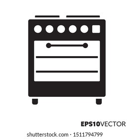 Kitchen Range Glyph Icon. Symbol Of Kitchen Appliances. Oven And Stovetop Flat Vector Illustration.