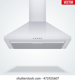 Kitchen range hood. Front view of chimney cooker hoods. Domestic equipment. Editable Vector illustration Isolated on white background.