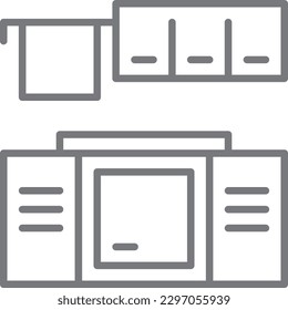 Kitchen Real Estate icon with black outline style. cooking, set, plate, restaurant, preparation, home, collection. Vector illustration