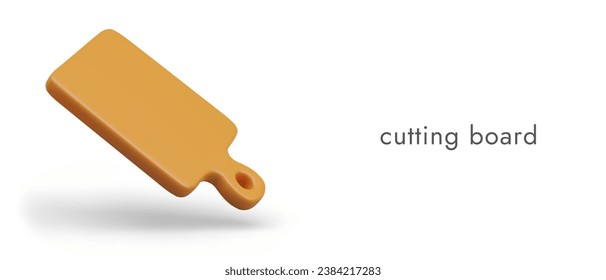 Kitchen rectangular cutting board. Realistic isolated object with shadow. Concept for store of household goods. Advertising for culinary school, course. Vector template