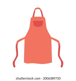 Kitchen red apron cartoon icon or symbol, flat vector illustration isolated on white background. Chief or domestic apron clothing for kitchen works and preparing food.