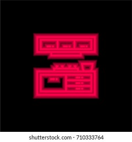 Kitchen red glowing neon ui ux icon. Glowing sign logo vector