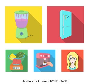 kitchen, refreshment, restaurant and other web icon in flat style.buttons, numbers, food icons in set collection.