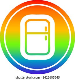 ícono circular del refrigerador de cocina con acabado degradado de arco iris