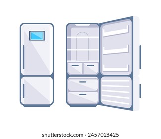 Kitchen refrigerator. Fridge open and close