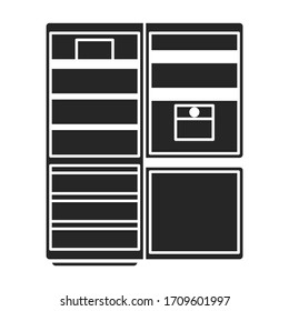 Kitchen refrigerator vector icon.black vector icon isolated on white background kitchen refrigerator.