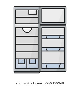 Kitchen refrigerator vector icon.Color vector icon isolated on white background kitchen refrigerator.