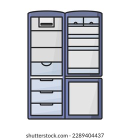 Icono vectorial del refrigerador de cocina.Icono vector de color aislado en refrigerador de cocina de fondo blanco.