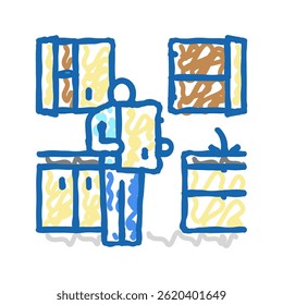 kitchen refurbishment doodle icon sketch vector. kitchen refurbishment sign. isolated symbol illustration