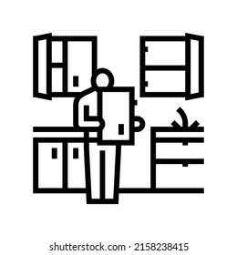 vector de icono de línea de reacondicionamiento de cocina. señal de reacondicionamiento de la cocina. símbolo de contorno aislado ilustración negra