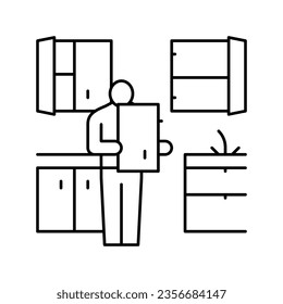 kitchen refurbishment line icon vector. kitchen refurbishment sign. isolated contour symbol black illustration