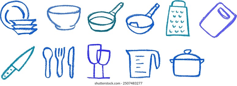 Iconos relacionados con la cocina Tiza Crayón Dibujo