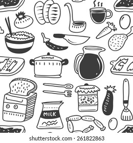 kitchen related object doodle background