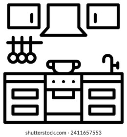 Kitchen Remodel icon line vector illustration