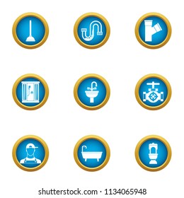 Kitchen renovation icons set. Flat set of 9 kitchen renovation vector icons for web isolated on white background