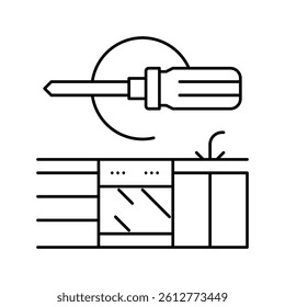kitchen repair line icon vector. kitchen repair sign. isolated contour symbol black illustration