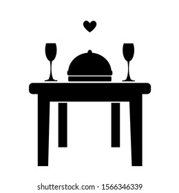 Kitchen or restaurant icon. Romantic dinner. Vector.