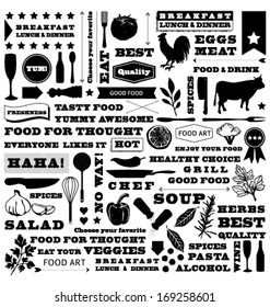 KITCHEN RESTAURANT PATTERN ELEMENTS AND DIVIDERS.  Editable vector illustration file.