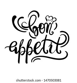 Kitchen or restaurant poster template with phrase Bon Appetit meaning Enjoy your meal
