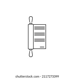 kitchen roller with paper recipe logo design, vector graphic symbol icon illustration