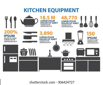 Kitchen Room Icon Infographic Elements