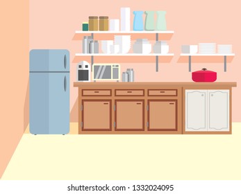 kitchen room infographic style vector illustration background