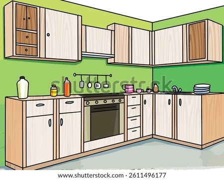 Kitchen room isolated on a white background