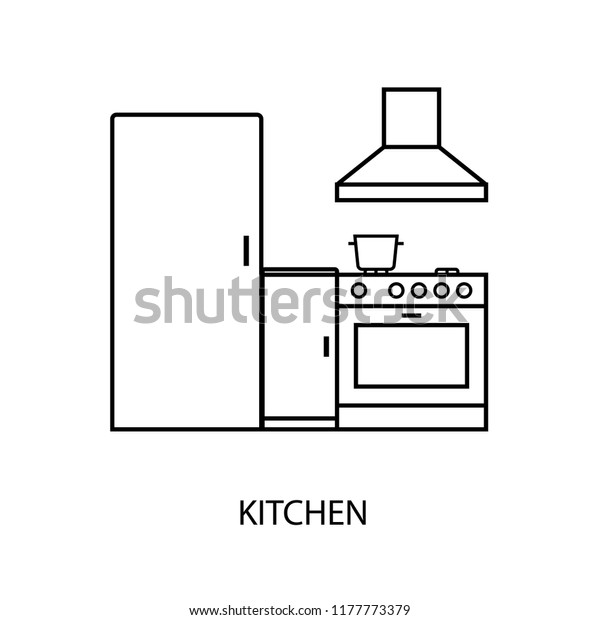 Kitchen Room Outline Icon Clipart Image Stock Vector Royalty Free 1177773379