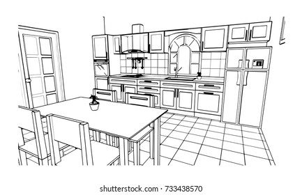 kitchen room   sketch design