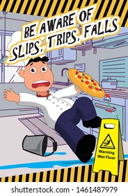 Kitchen Safety Poster Mind the slippery floor
