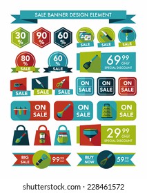 Kitchen sale banner design flat background,eps10
