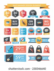 Kitchen sale banner design flat background,eps10