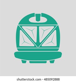 Kitchen sandwich maker icon. Gray background with green. Vector illustration.