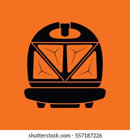 Kitchen sandwich maker icon. Orange background with black. Vector illustration.