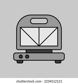 Kitchen sandwich maker vector grayscale icon. Electric kitchen appliance. Graph symbol for cooking web site design, logo, app, UI