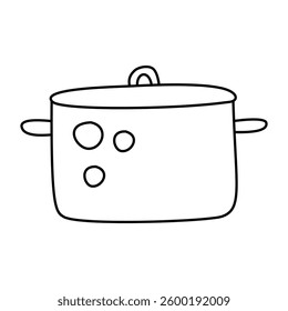 
Kitchen saucepan, hand drawn. Doodle illustration, vector, isolated on white background