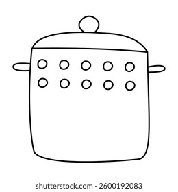 
Kitchen saucepan, hand drawn. Doodle illustration, vector, isolated on white background