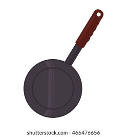 Kitchen saucepan utensil, isolated flat icon design