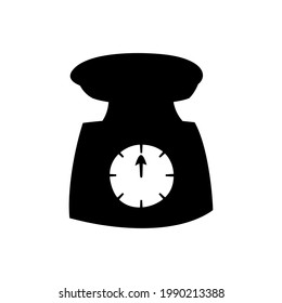 Kitchen scale. Black silhouette icon. Isolated vector element on white background