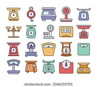 Báscula de cocina e iconos de escala de peso eléctrico