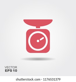 Kitchen scale flat icon with round shadow. Vector illustration