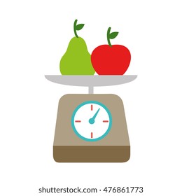 kitchen scale fruits isolated