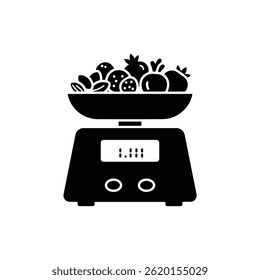 Kitchen Scale with Healthy Snacks Representing Portion Control in Nutrition