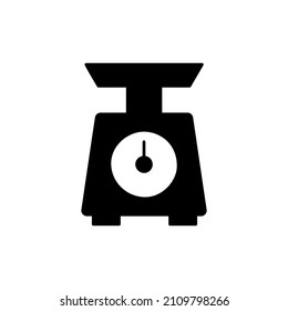 Kitchen Scale Icon in black flat glyph, filled style isolated on white background