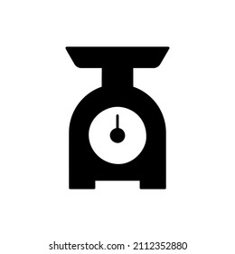 Icono de escala de cocina en glifo plano negro, estilo relleno aislado en fondo blanco