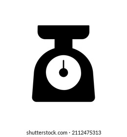 Kitchen Scale Icon in black flat glyph, filled style isolated on white background