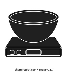 Kitchen scale icon in black style isolated on white background. Household appliance symbol stock vector illustration.