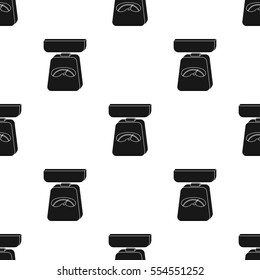 Kitchen scale icon in black style isolated on white background. Kitchen pattern stock vector illustration.