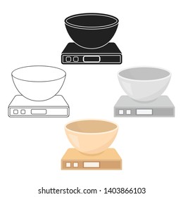 Kitchen scale icon in cartoon,black style isolated on white background. Household appliance symbol stock vector illustration.
